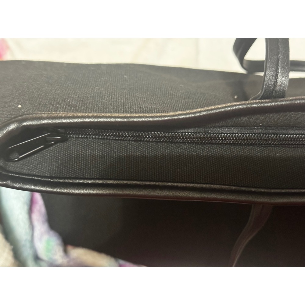 Cleobella Black Canvas Tote Bag Zip Top Carryall Faux Leather Trim Womens‎ - Picture 4 of 4